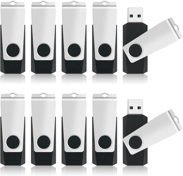 MECHEER 4GB USB Flash Drive 10 Pack, Swivel Memory Stick Thumb Drives with