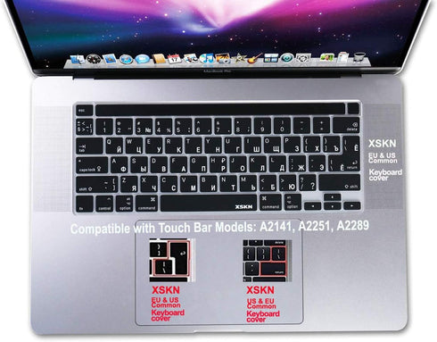 XSKN Russian Language Silicone Keyboard Cover for 2019 2020 MacBook Pro 16.2 13.3 inch with Touch Bar and Touch ID