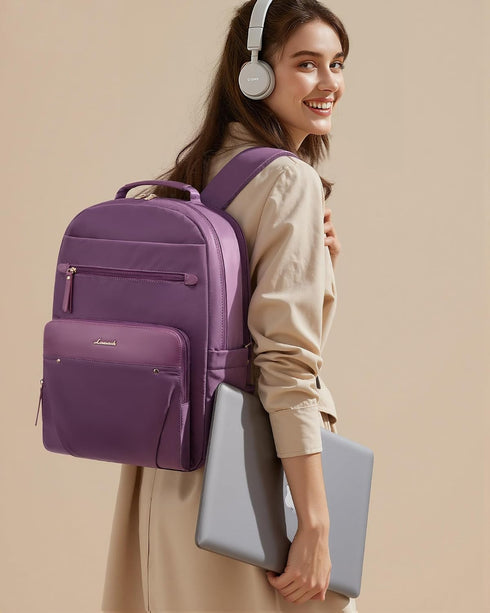 Backpack 15.6" Backpack LOVEVOOK Laptop for Women with Leather Trim & Tumbler Pockets, Work Purse, Travel Personal Item