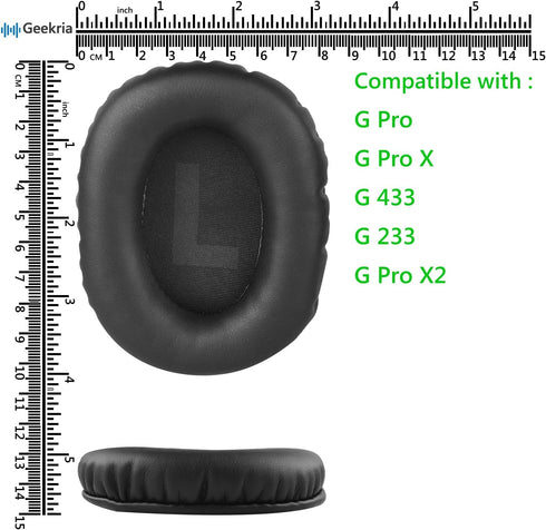 Geekria QuickFit Replacement Ear Pads for Logitech G Pro, G Pro X, G433, G233 Headphones (Black)