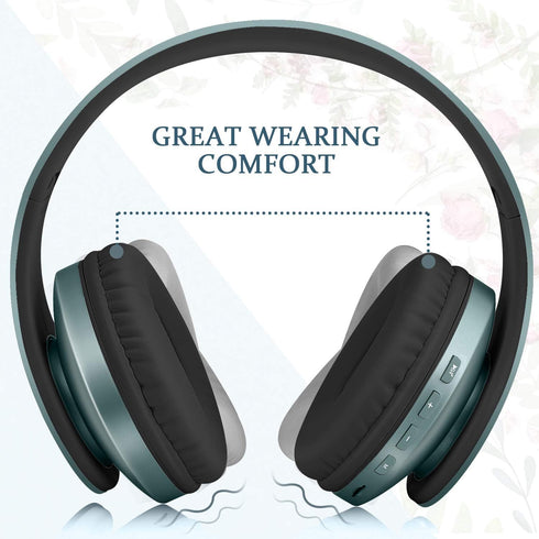 TUINYO Wireless Headphones Over Ear, Bluetooth Headset with Microphone, Foldable Stereo Wireless, Lightweight, Silver