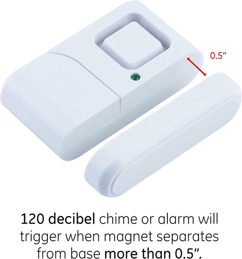 GE Personal Security Window and Door Alarm, 4 Pack, DIY Protection, Wireless Chime/Alarm, White