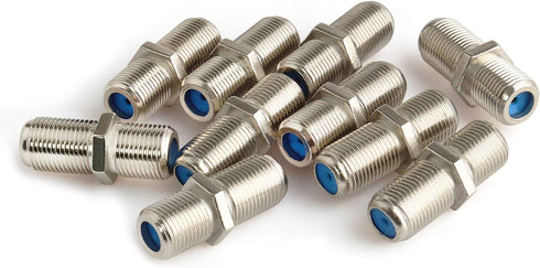 Pasow F81 High Frequency 3GHz Female to Female F-Type Barrel Connectors Couplers (10 pcs, Silver)