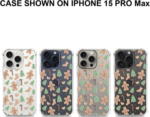 Gingerbread Man Pattern Clear Phone Case for iPhone 15 Pro Max, Slim Shockproof Soft TPU Cover for Boys & Girls 6.7"