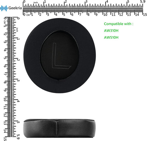 Geekria Sport Cooling-Gel Replacement Ear Pads for Alienware AW310H AW510H Headphones, Black