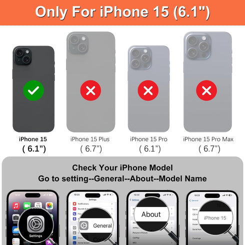 iCoverCase 15 6.1 Inch Compatible with iPhone Wallet Case with Credit Card Holder and Wrist Strap, RFID Blocking