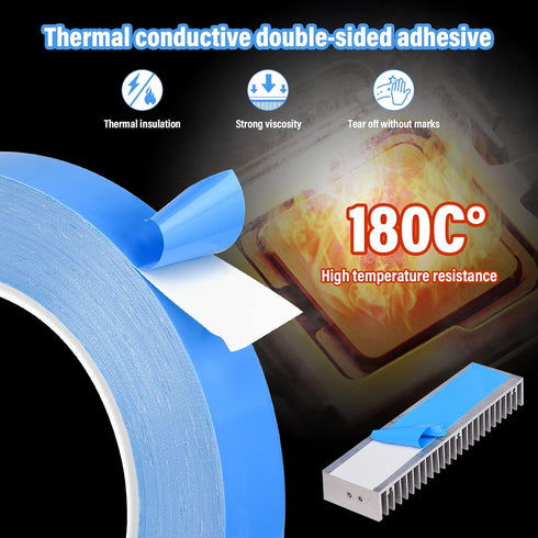 Thermal Tape, 25m x 20mm x 0.2mm, Double Side Adhesive Tapes for Heatsink, LED, IGBT, IC Chip, CPU, GPU