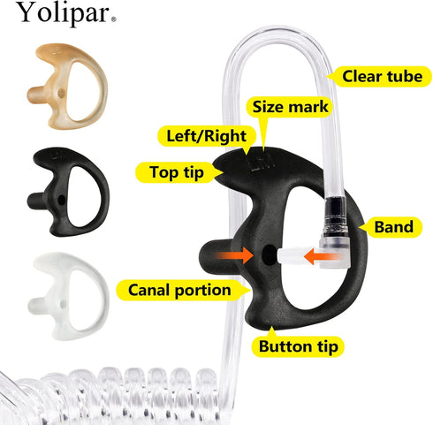 Replacement Soft Silicone Eardud Earmold for Walkie Talkie Audio Kit, Air Acoustic Tube Earpiece Headset (Medium,