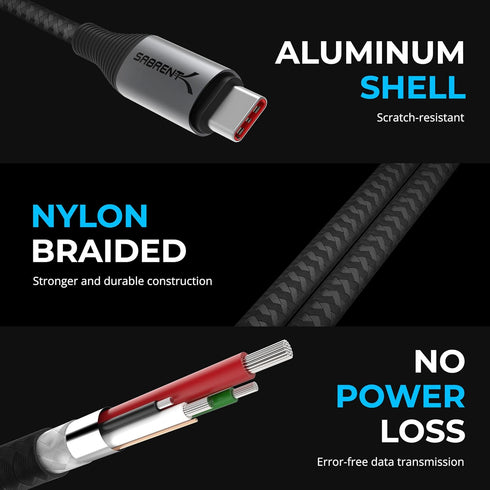 SABRENT USB C to USB C Charging Cable with Smart Display, 2M/6.6FT, 100W Charging and 480Mbps Data Transfer