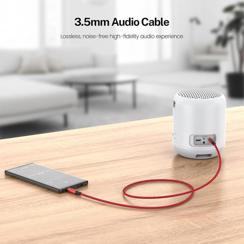 MOSWAG 3.5mm Aux Cord Male to Male, 6.6FT/2Meter Nylon Braided Stereo Jack Cable for Phones, Headphones, Speakers