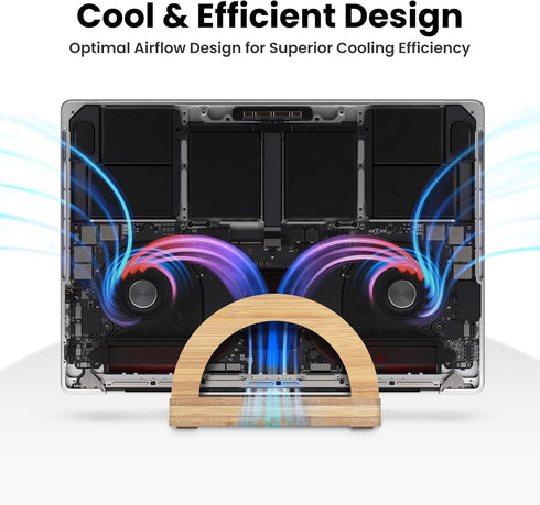 Premium Wood Vertical Laptop Stand - Adjustable Bamboo Holder for MacBook, Dell, HP, Space-Saving Desktop Organizer