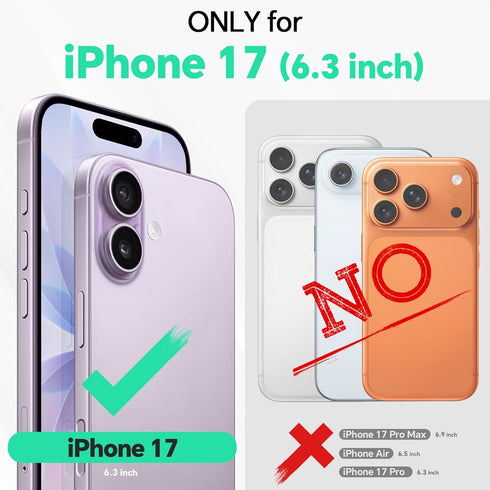TUCCH 17 (6.3") 2025, 3 Wallet Case for iPhone Credit Card Holders, RFID Blocking, Stand, PU Leather, Shockproof TPU