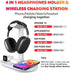 Headphone Stand with 4 in 1 Wireless Charger - Headset Holder & Station Dock for Apple Watch, AirPods Max/Pro/2/iPhone