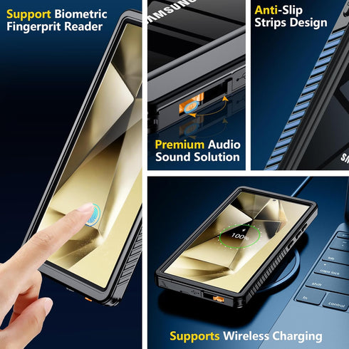 2024 Samsung Galaxy S24 Ultra Case, Waterproof with Built-in Camera & Screen Protector, Military Grade Shockproof