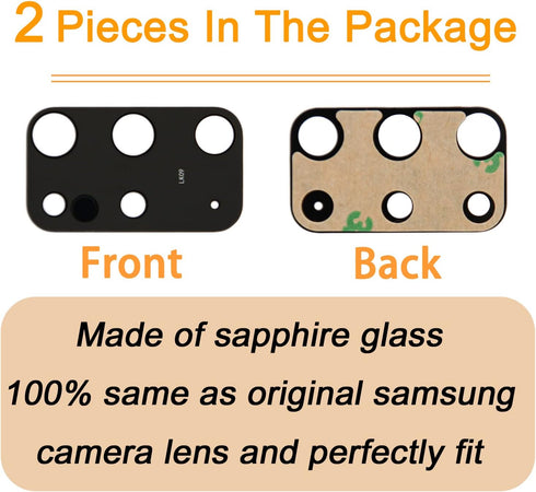 2pcs Rear Camera Glass Lens Replacement with Adhesive & Repair Toolkit & Back Camera Cover for Samsung S20 Plus