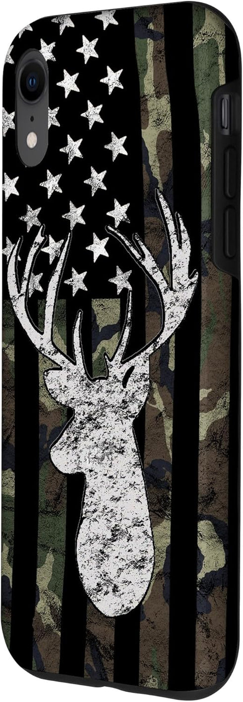 American Flag Camouflage Deer Hunting Case for iPhone XR, Whitetail Buck Design