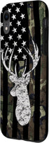 American Flag Camouflage Deer Hunting Case for iPhone XR, Whitetail Buck Design