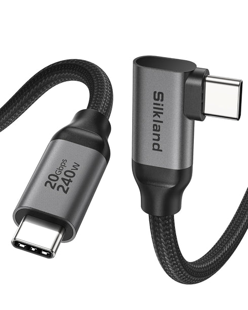 Silkland USB C Monitor Cable Right Angle 4FT, 8K@30Hz 5K/4K@60Hz Display, 20Gbps