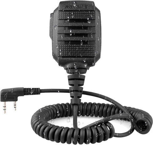 Retevis Walkie Talkie Speaker Mic, IP54 Waterproof 2 Pin for RT22 RT68 RT27 H777 RB26 RB29, Compatible with BAOFENG