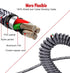Zebra Black Anti Winding Coiled iPhone Charger Cord 2ft-8ft Right Angle for iPhone 14/13/12 Pro, Plus, Pro Max.