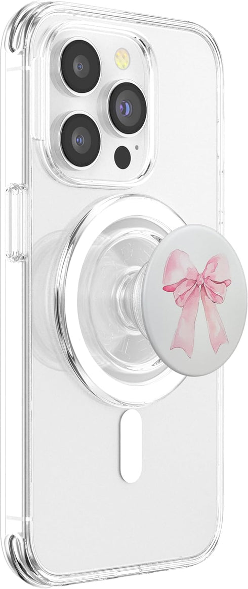 pink cute theme Girly || Watercolour Bow || Coquette || Aesthetic Pink Bow PopSockets PopGrip for MagSafe