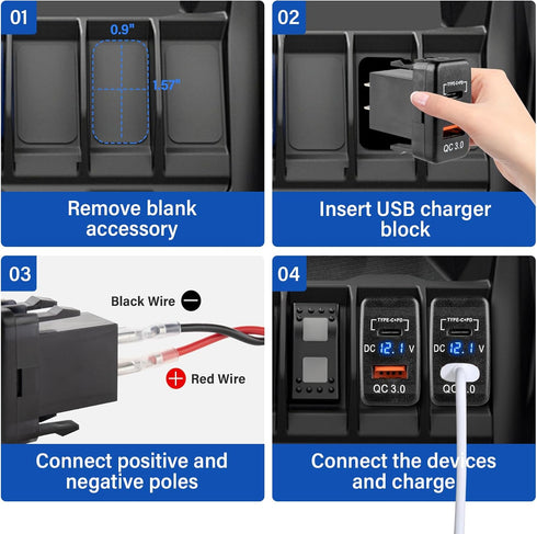 Anina USB C Car Charger Socket for Toyota, 12V/24V Dual USB Outlet PD3.0 & QC3.0 with LED Voltmeter for Tundra 2005-2006