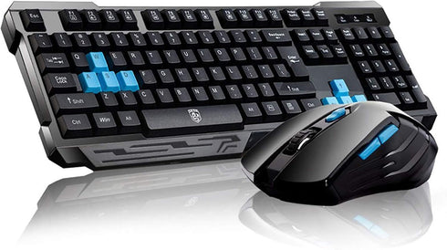 Soke-Six Keyboard Mouse Combos, Waterproof Multimedia 2.4GHz Wireless Gaming Keyboard with Ergonomic Mouse