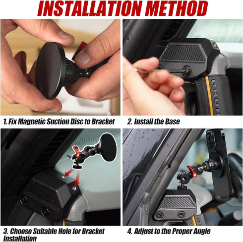 Mabett Magnetic Phone Holder for Ford Bronco 2021-2024, Adjustable Angles 360° Phone Holder Mount