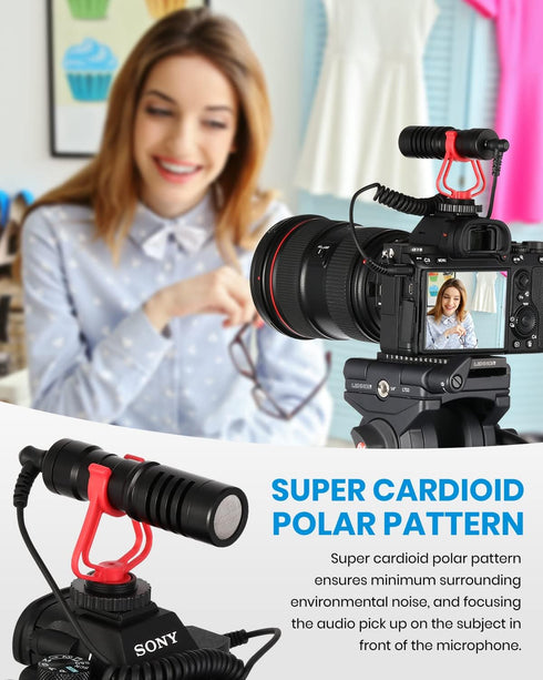Moukey MCM-1 Video Microphone - Camera Microphone with Shock Mount for Vlogging Kit