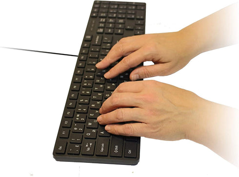 USB Keyboard with Russian English (Cyrillic) Letters, Full Size Slim Desktop Design.