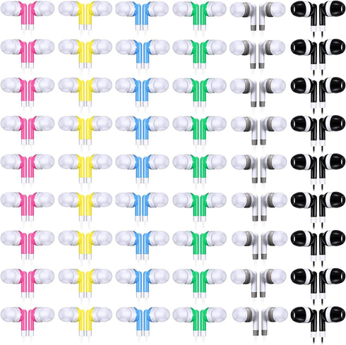 Konohan 60 Pack Wired Earbuds Bulk 6 Assorted Colors Classroom Headphones with