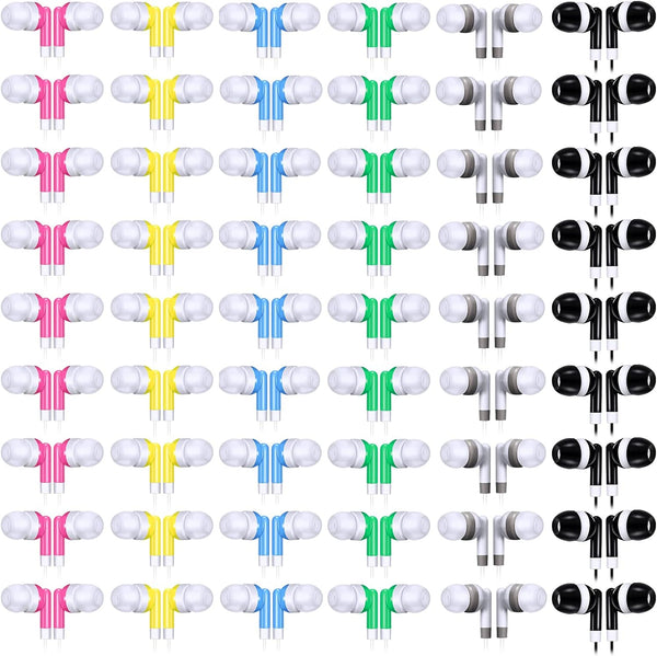 Konohan 60 Pack Wired Earbuds Bulk 6 Assorted Colors Classroom Headphones with