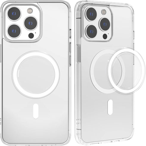 metisinno Magnetic Base Compatible with PopSocket Phone Grips and iPhone MagSafe Cases, Clear & White