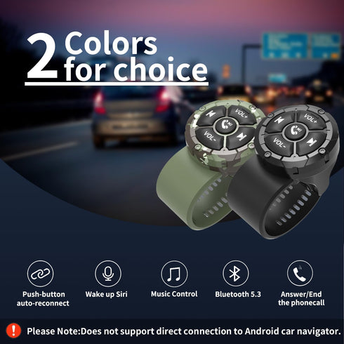 Waterproof Bluetooth Media Button Remote, Wireless Music Controller for Car, Bike, Motorcycle, Green