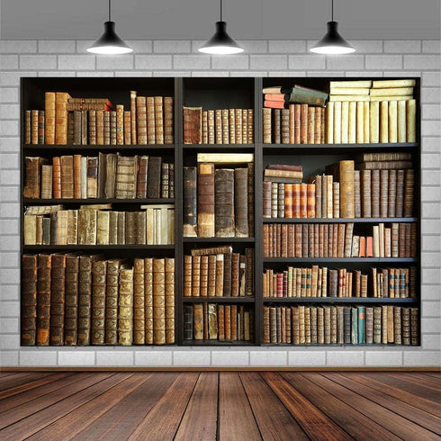 Etsyoki 8X6FT Brown Bookshelf Backdrop Library Modern Retro Bookcase Photography Backdrops Home Office