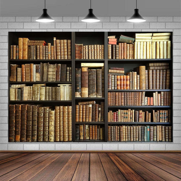 Etsyoki 8X6FT Brown Bookshelf Backdrop Library Modern Retro Bookcase Photography Backdrops Home Office