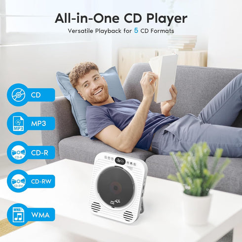 Ceihoit 1080P Mini CD DVD Player for TV Bluetooth CD/DVD Player with HDMI AV Cables, Built-in Speakers, USB & AUX