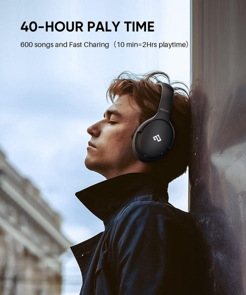 INFURTURE Active Noise Cancelling Headphones, H1 Wireless Over Ear Bluetooth Headset, 40H Playtime, Deep Bass