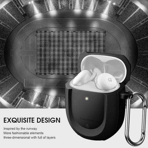 CaseBot Case Cover for Pixel Buds A-Series 2021 and Pixel Buds 2 (2020), Rugged Shield Protective Skin, Black