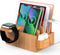 Pezin & Hulin Bamboo Charging Station Organizer for Multiple Devices, Desktop Docking Station for Phone, Tablet,