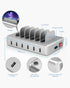 Charging Station for Multiple Devices - 6 Port Fast Charging Station for iPhone, iPad, Android, Tablet with 6 Mixed