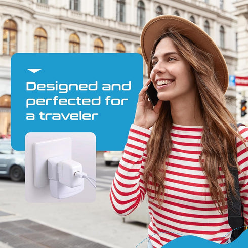 Ceptics Complete European Travel Adapter Set - 3 Pack, Safe Grounded for Cell Phones, Laptops, USA to Europe
