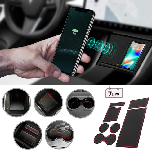 VXDAS Wireless Charger, Dual 10W QI Wireless Phone Charging Pad for Tesla Model 3 Accessories Panel