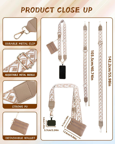 JituiChan color-4PC) Clip and Go Strap for Phone with Wallet Crossbody, Stylish Versatile Adjustable Phone Strap