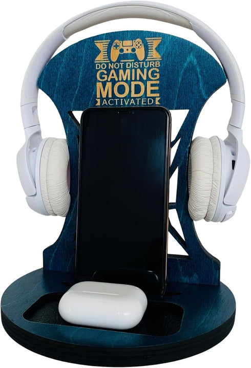 Wooden Headset Stand for Gamer Room Decor, Gaming Accessories, Headphone Stand for Men, Best Gifts for Boyfriend, Son,