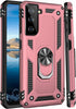IKAZZ Rose Gold Case for Galaxy S21 Plus, Military Grade Shockproof Heavy Duty Phone Cover with Magnetic Kickstand