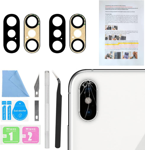 ASDAWN Back Rear Camera Lens Glass Replacement for iPhone Xs Max and Xs, with Adhesive + Repair Tool Kit