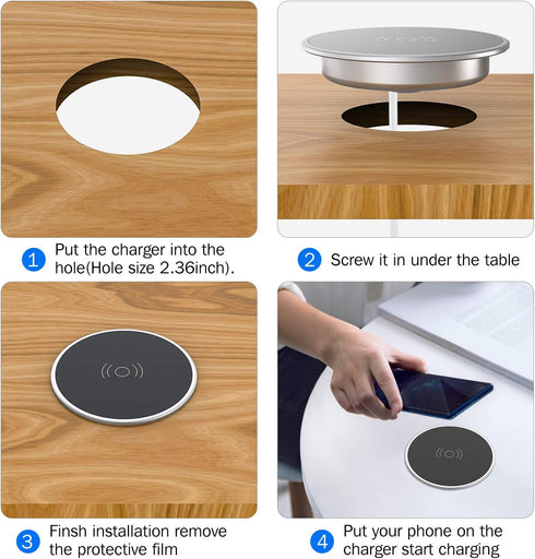 i.VALUX Charger,15W Grommet 17/Air/16/15/14/13/12/11/11 Pro/8/Xs S22/S21 Embed in Desk Wireless Fast Charging Pad Phone