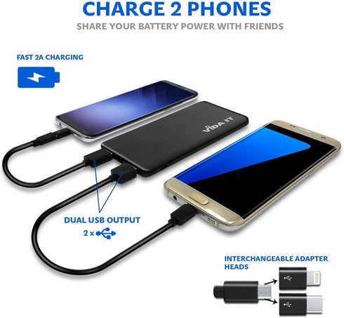Vida IT Slim 5V 2A Power Bank, 5000mAh Portable USB Charger for Heated Vest, Jacket, Clothing, Scarf, Coat, Pants, Cell