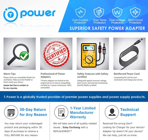 T POWER 28.8v Charger for BestCare Lifts TiMotion TC12 Control System Patient Lift, AC DC Adapter Power Supply